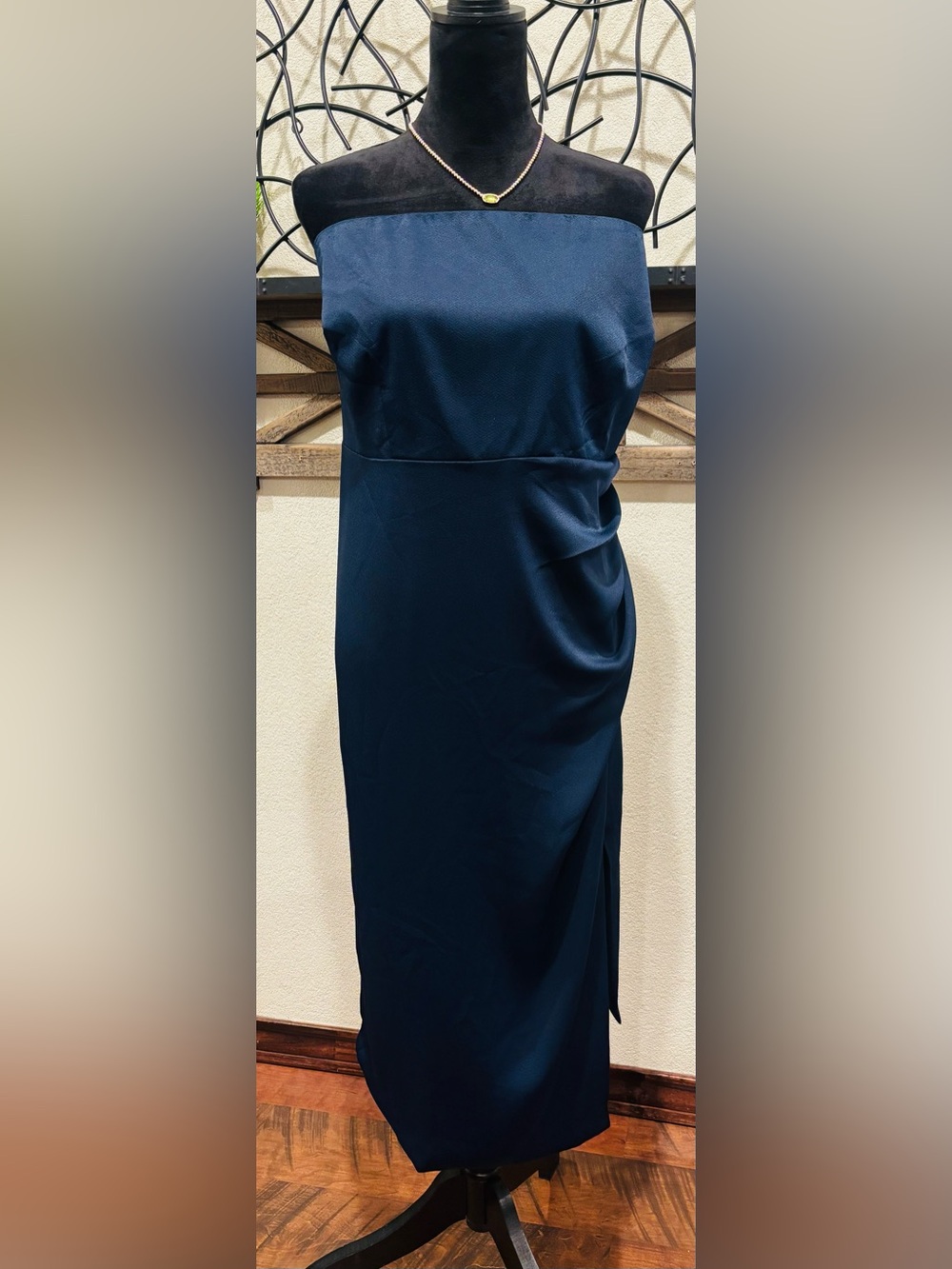 Cushnie One-Shoulder Navy Draped Sheath Dress